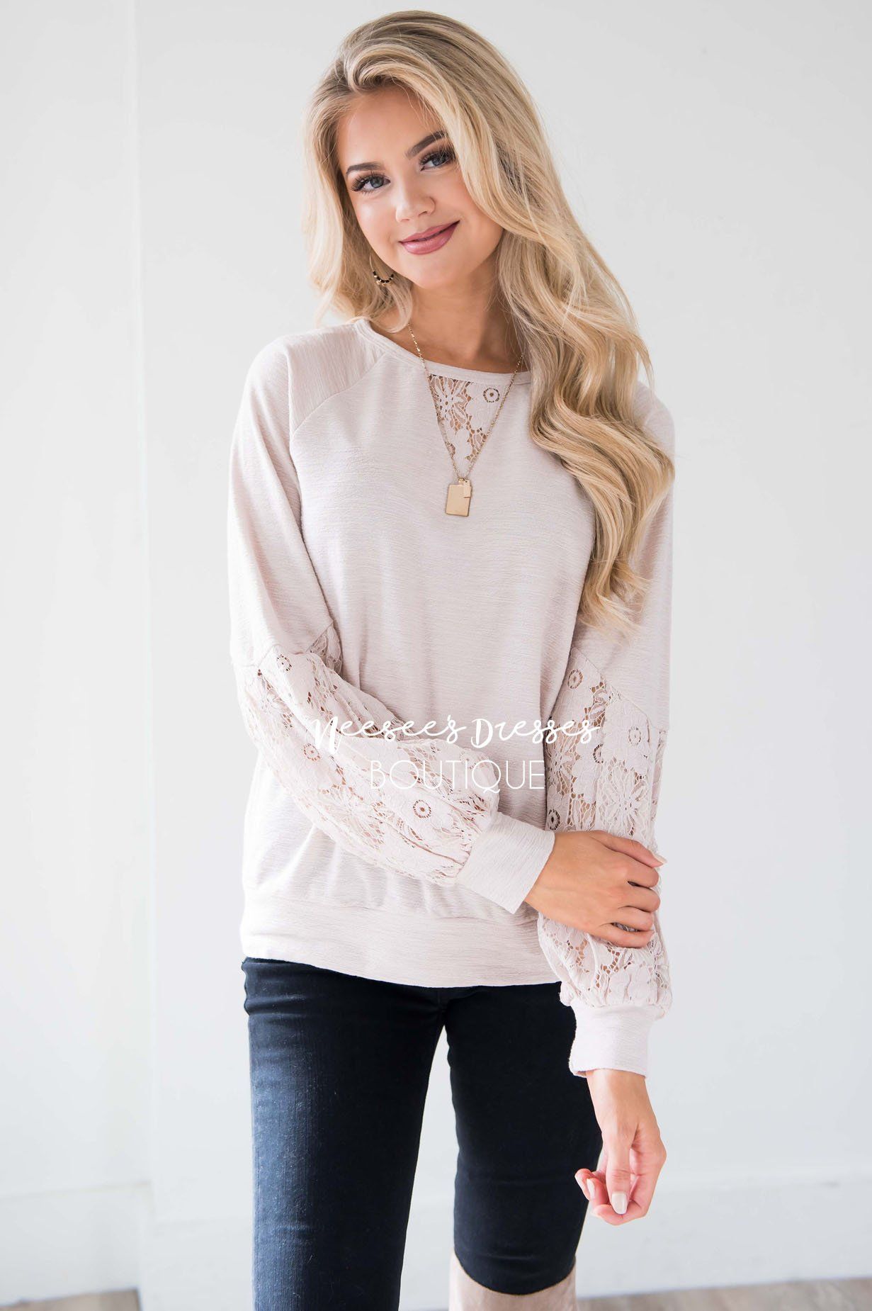 Waiting A Life Time Lace Sleeve Sweater