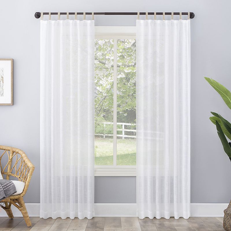 No. 918 Ceri Linen Texture Jute Tabs Semi-Sheer Tab Top Window Curtain