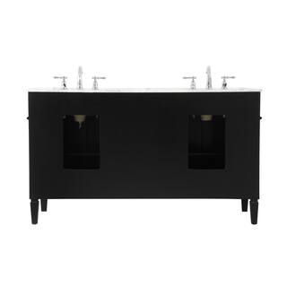 Simply Living 60 in. W x 21.5 in. D x 35 in. H Bath Vanity in Black with Carrara White Marble Top SL37680DBK