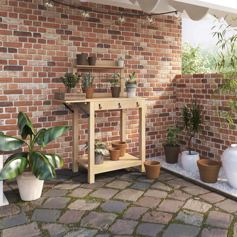 TK CLASSICS Outdoor Acacia Wood Potting Bench PB6985-QK690