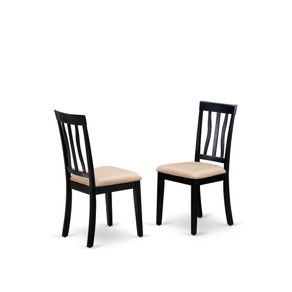 3-piece Dining Set Contains Round Table and 2 Dining Chairs in Black and Cherry Finish (Chairs Seat Options)