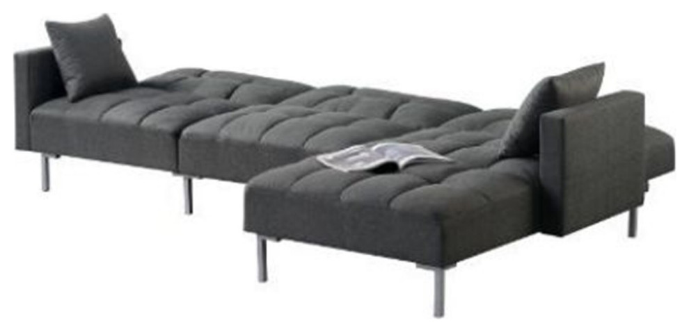 Benzara BM269040 Reversible Sectional Sofa  Adjustable Back/Metal Feet  Gray   Contemporary   Sectional Sofas   by Uber Bazaar  Houzz