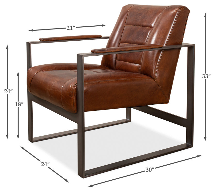 Stuttgart Leather Accent Chair Metal Frame   Contemporary   Armchairs And Accent Chairs   by Sideboards and Things  Houzz