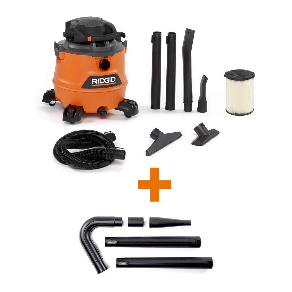 RIDGID 16 Gallon 6.5 Peak HP NXT WetDry Shop Vacuum with Detachable Blower Filter Hose Accessories and Gutter Cleaning Kit HD1600A