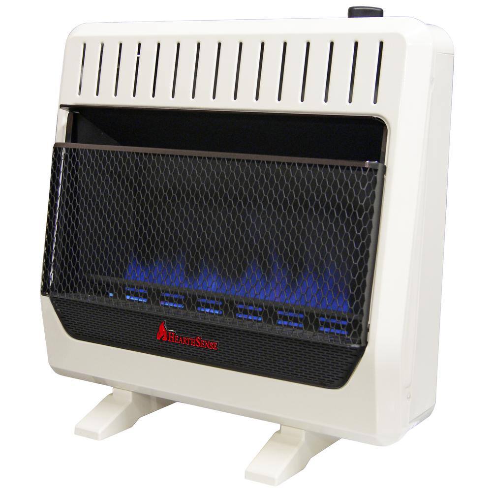 HearthSense 30000 BTU Ventless Dual Fuel Blue Flame Heater With Base and Blower T-Stat Control 140324