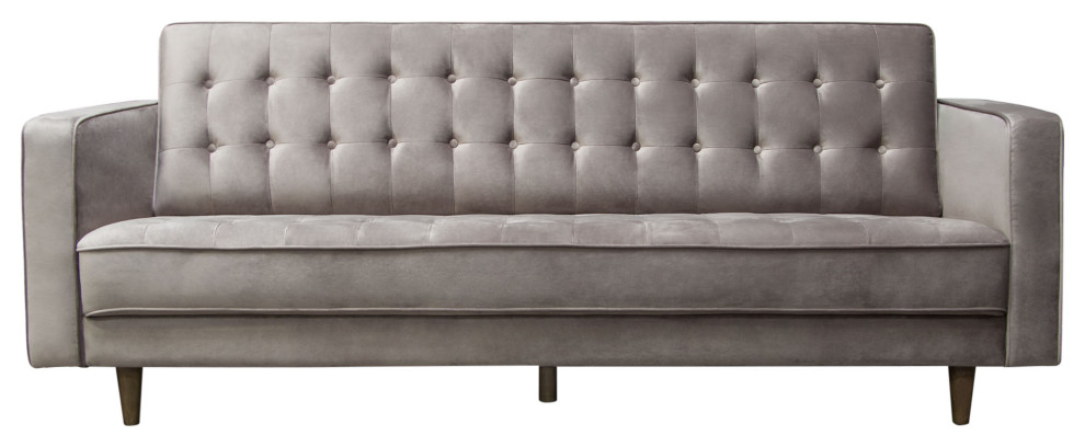 Juniper Tufted Sofa  Champagne Gray Velvet With 2 Bolster Pillows   Sofas   by Morning Design Group  Inc  Houzz