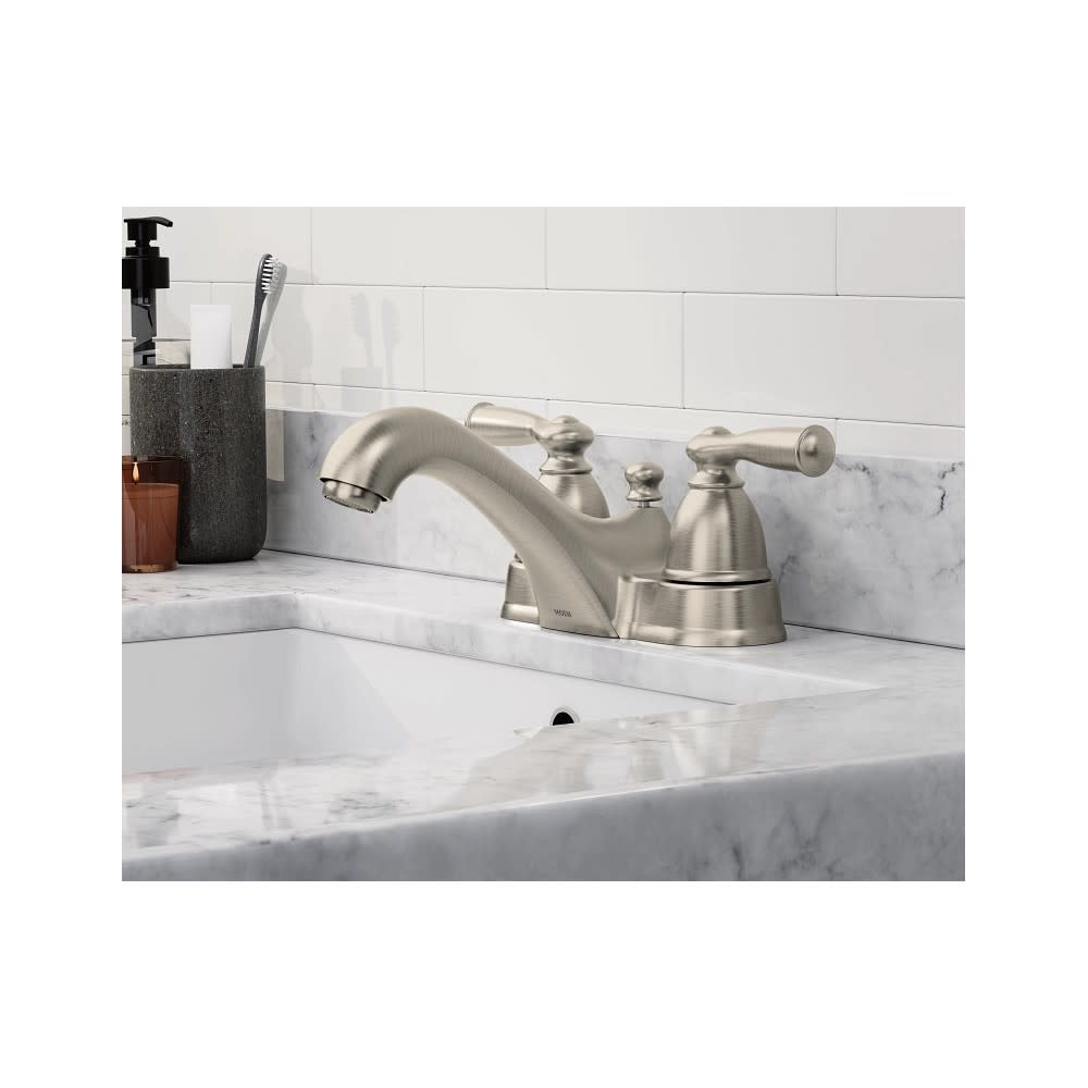 Moen Banbury Bathroom Faucet Spot Resist Nickel 2 Handle Low Arc