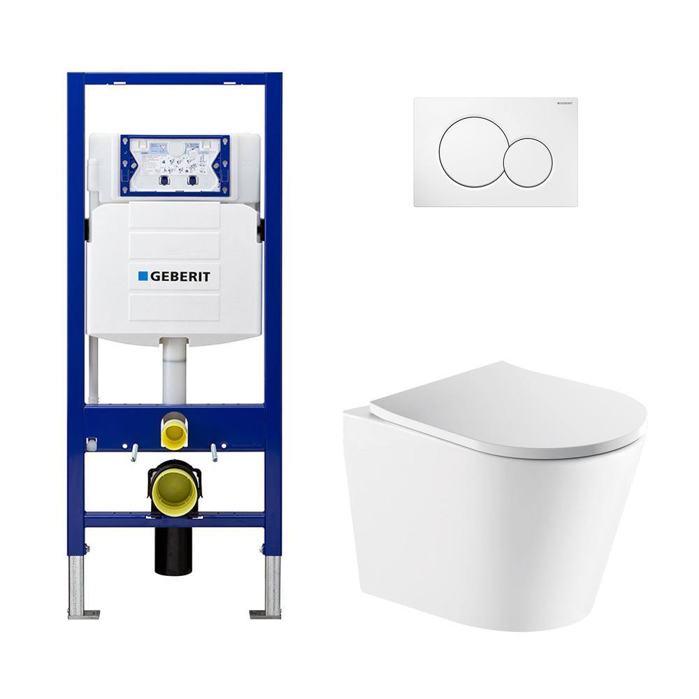 Geberit 2-Piece 0.81.6 GPF Dual Flush Vista Elongated Toilet in White with 2 x 6 Concealed Tank and Plate Seat Included C-5530.01KIT2x6