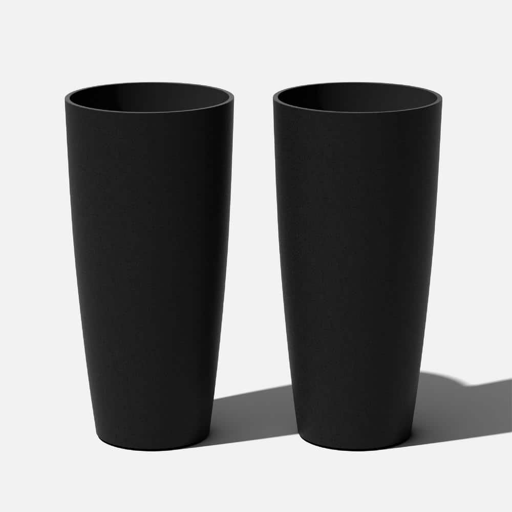 Veradek Selena 28 in. Black Plastic Pot Planter (2-Pack) SLV28B-2PK