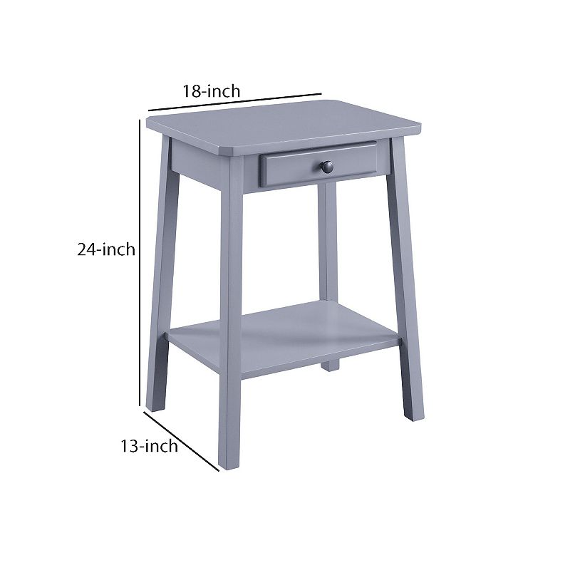 MDF Accent Table with 1 Drawer and Open Shelf， Gray