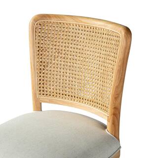 JAYDEN CREATION Crisolina Contemporary Linen Swivel Task Chair with Rattan Back CHS0085-LINEN