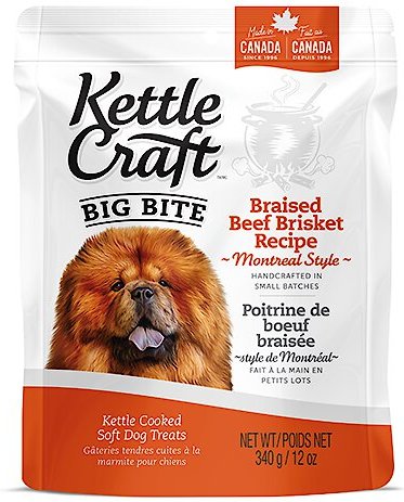 Kettle Craft Big Bite Braised Beef Brisket Recipe Dog Treats， 12-oz bag