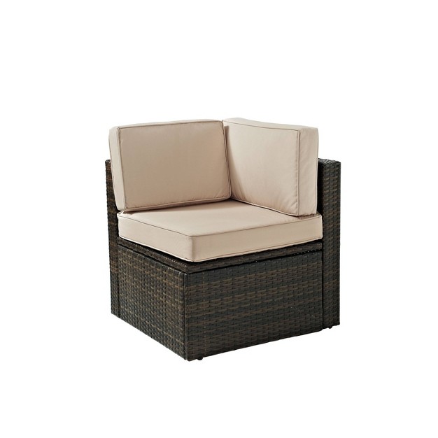 Palm Harbor Outdoor Wicker Corner Chair Sand Crosley