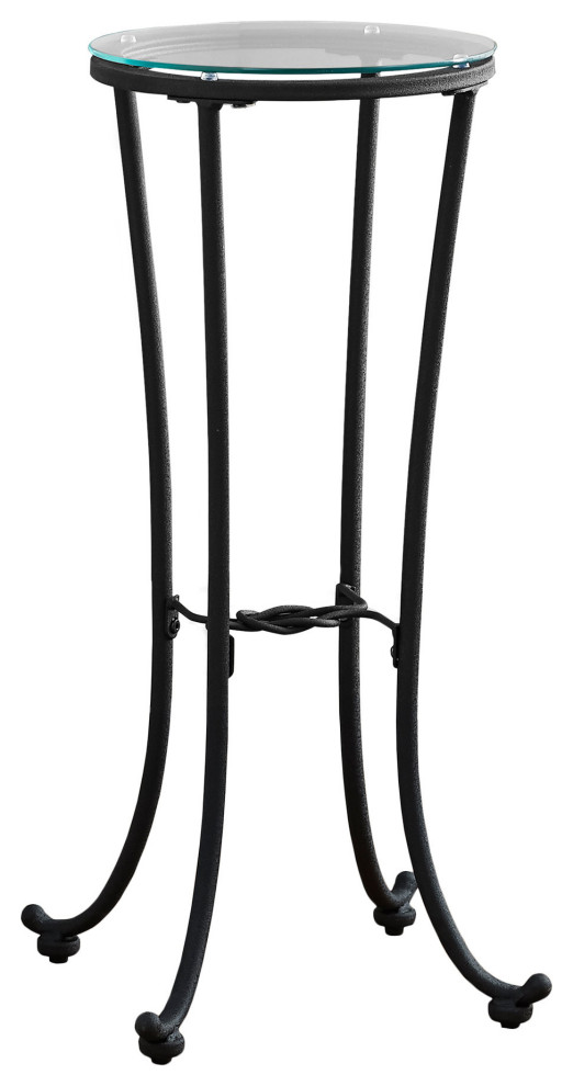 HomeRoots 12 quotx 12 quotx 28.5 quotBlack Clear Metal Tempered Glass Accent Table   Transitional   Side Tables And End Tables   by UStradeENT LLC  Houzz