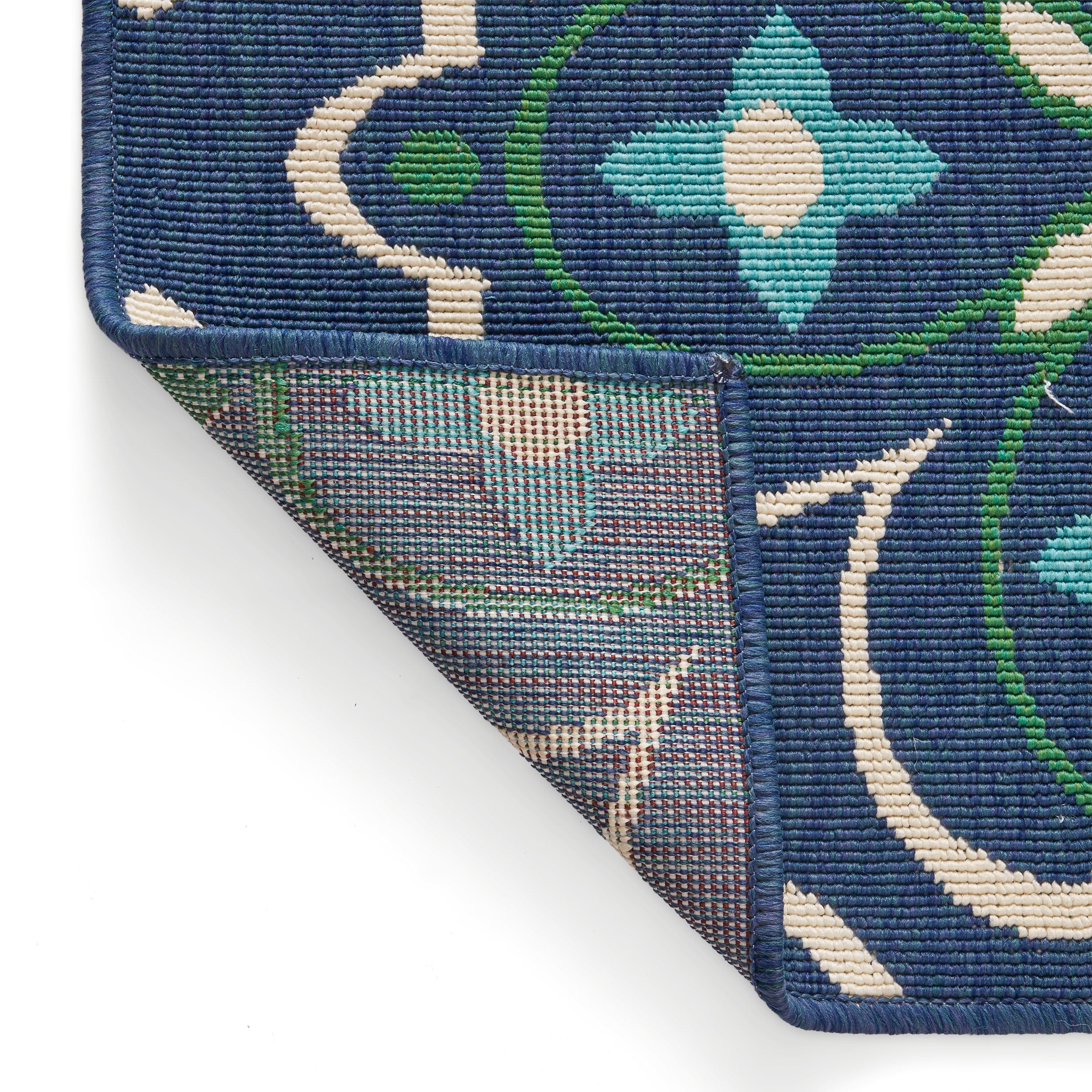 Tina Outdoor Medallion Area Rug, Blue and Green