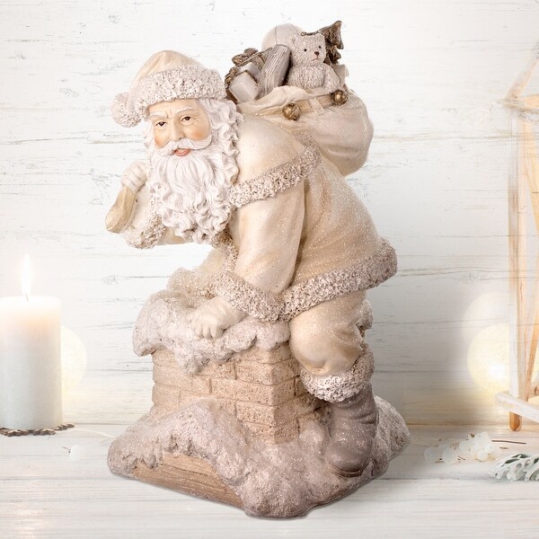 9 Resin Winter White Santa On Chimney