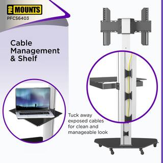 ProMounts Rolling TV Floor Stand Mount For 32-80 In. Height Adjustable Portrait to Landscape TV Cart PFCS6403