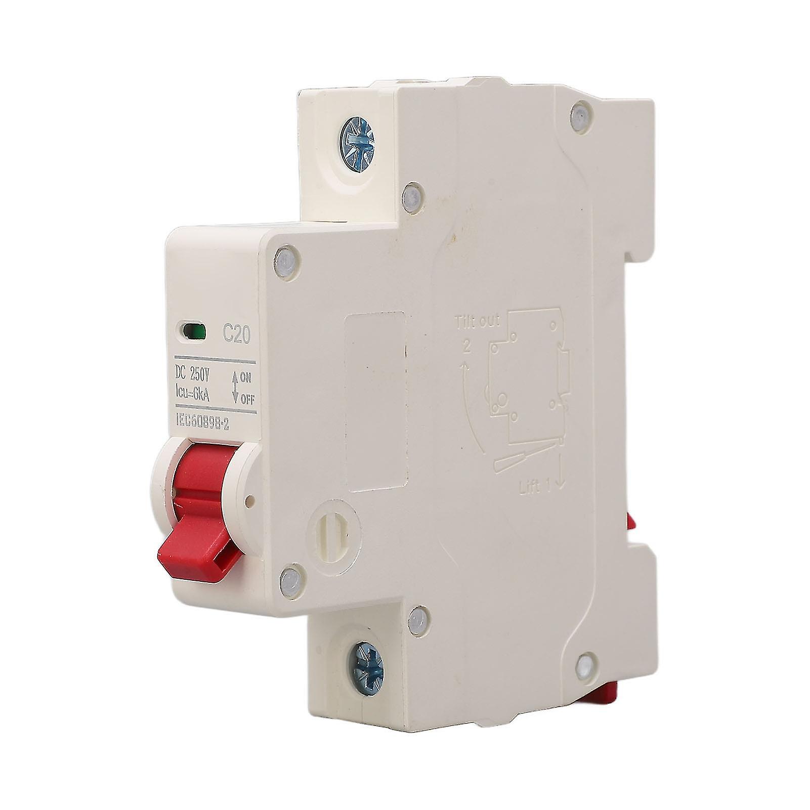 DC Circuit Breaker 6000A Breaking Capacity Rail Installation PV Circuit Breaker for Solar PV System 250V 20A 1P