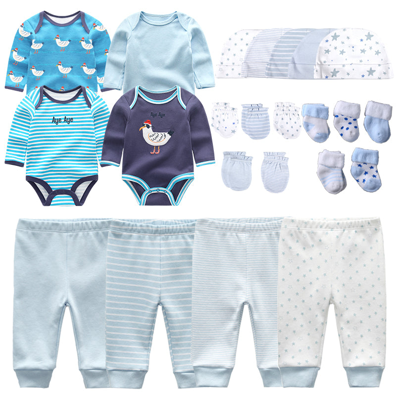 Newborn Clothes Set Gift 23Pcs/lot Bodysuits+Pants+Hat+Gloves+Socks Baby Boy Outfits 0 to 3 &3 to 6 Months Girl Toddler Clothing