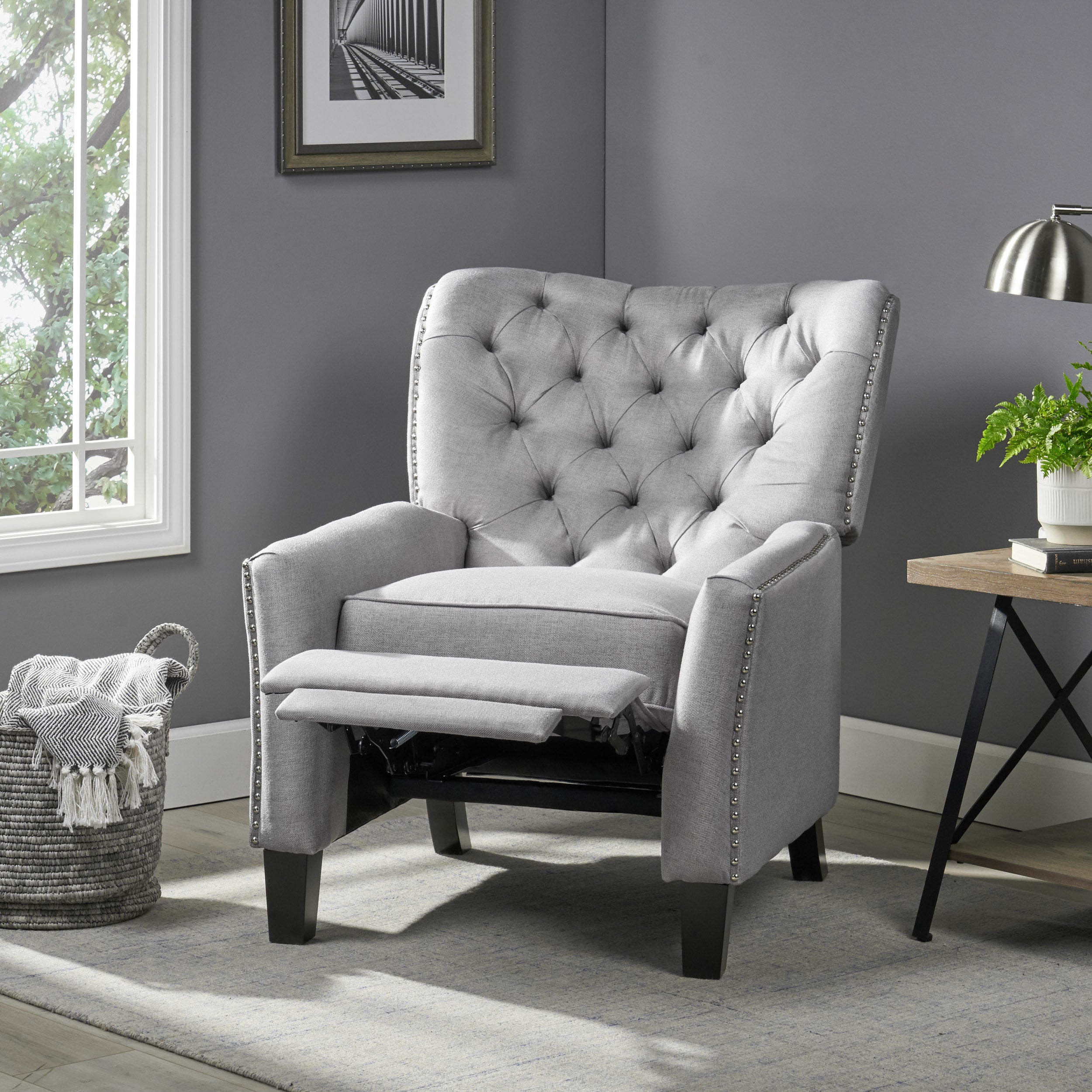 Carlyle Tufted Back Fabric Recliner Armchair