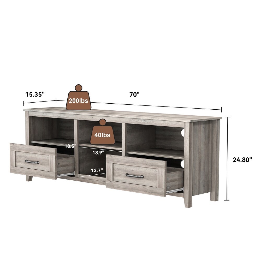 TV Stand Storage Media Console Entertainment Center With Two Doors for Living Room  Grey Walnut