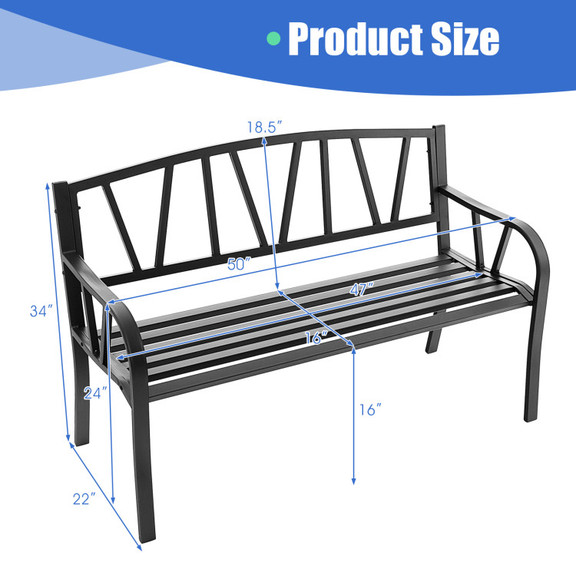 Costway 91352486 Patio Garden Bench with Rustproof...