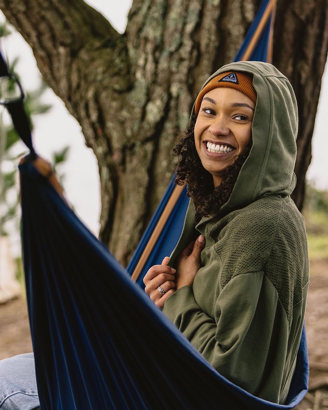 Celeste Recycled Cotton Open Front Hoodie - Dusty Olive