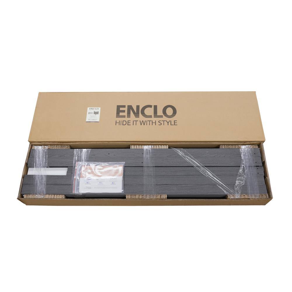 Enclo Privacy Screens Bessemer 4 ft. x 3.3 ft. WoodTek Vinyl Charcoal Privacy Screen Kit 2-Panel EC18027