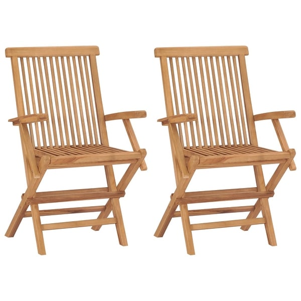 vidaXL Patio Chairs with Anthracite Cushions 2 pcs Solid Teak Wood