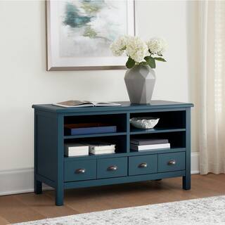 Home Decorators Collection Whitehaven Charleston Blue Wood TV stand with Adjustable Shelves and Two Drawers (45 in. W x 26 in. H) SK19334Br1-C