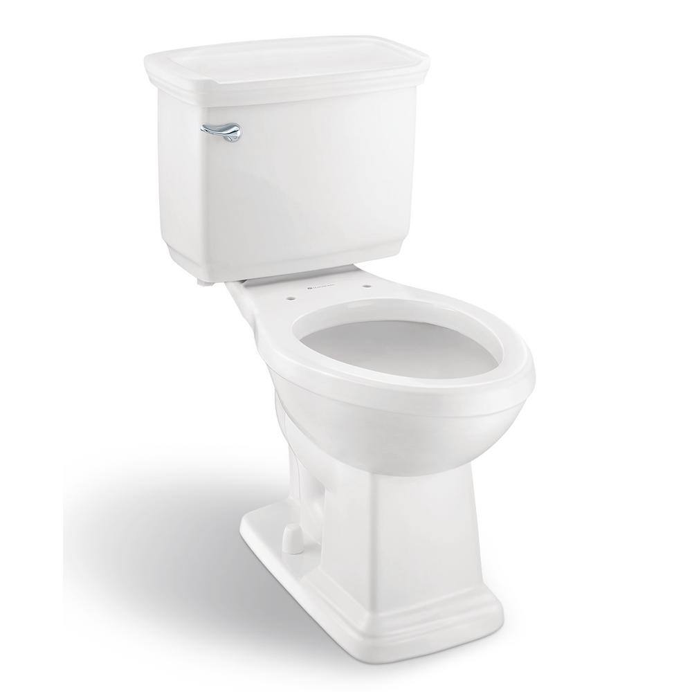 Glacier Bay Designer 2-Piece 1.28 GPF Single Flush Elongated Toilet in White Seat Not Included N2430E-SF