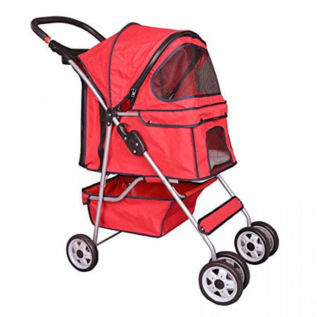 BestPet， Cat Carrier Stroller， 4 Wheels， Red