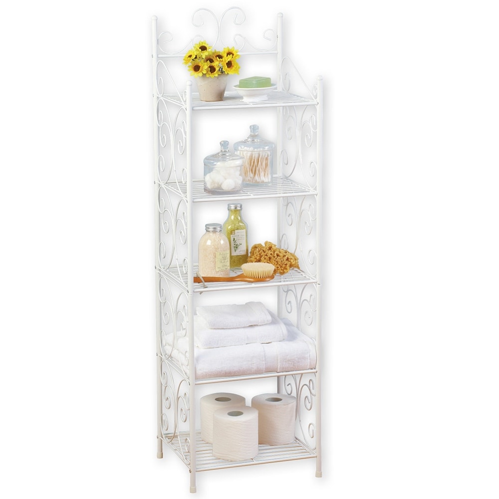 Scrollwork 5 Tier Storage Shelf   27.750 x 13.000 x 3.500