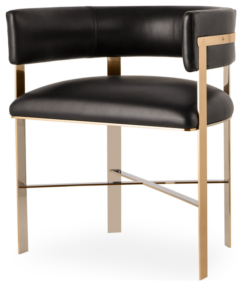 Paisley Dining Arm Chair Faith Onyx/Mirrored Brass   Contemporary   Dining Chairs   by AED Luxury Home Decor  Houzz