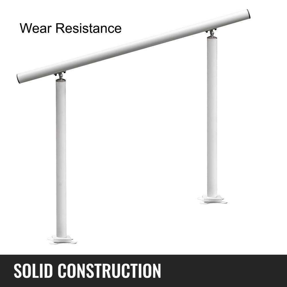 VEVOR 3 ft. Aluminum Handrail Fits 2 Steps or 3 Steps Flexible Handrails for Outdoor Deck White LZLTFS3YCYGBSDLZ1V0