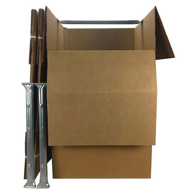 uBoxes Shorty Wardrobe Boxes 20 x 20 x 34 Inch Boxes with Hanging Bars， 3 Pack