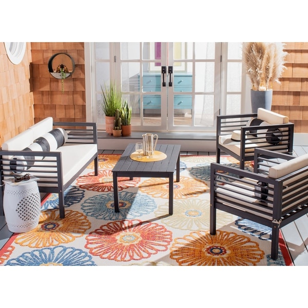 SAFAVIEH Outdoor Living Alda 4piece Set with Accent Pillows