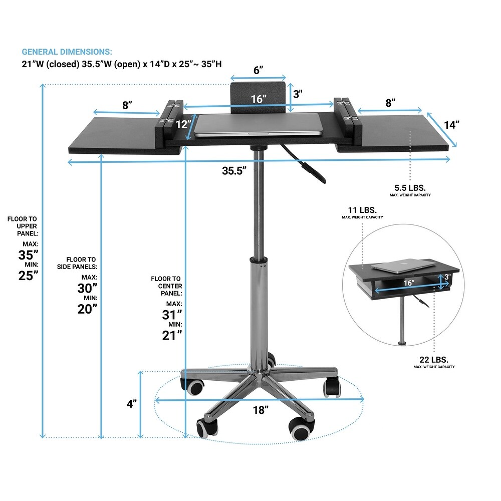 Adjustable Folding Table Laptop Stand Cart Desk