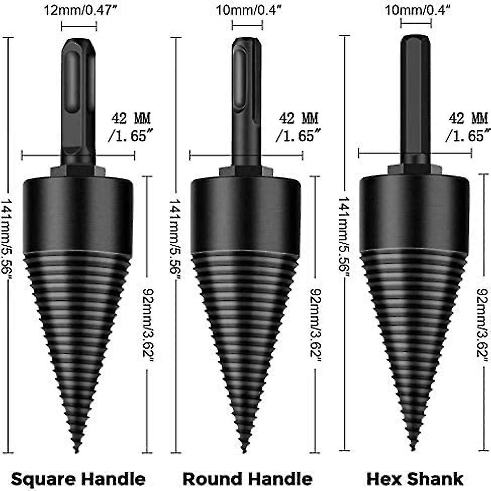 Firewood Log Splitter， 3pcs Drill Bit Removable Cones Kindling Wood Splitting Bits Heavy Duty Elect