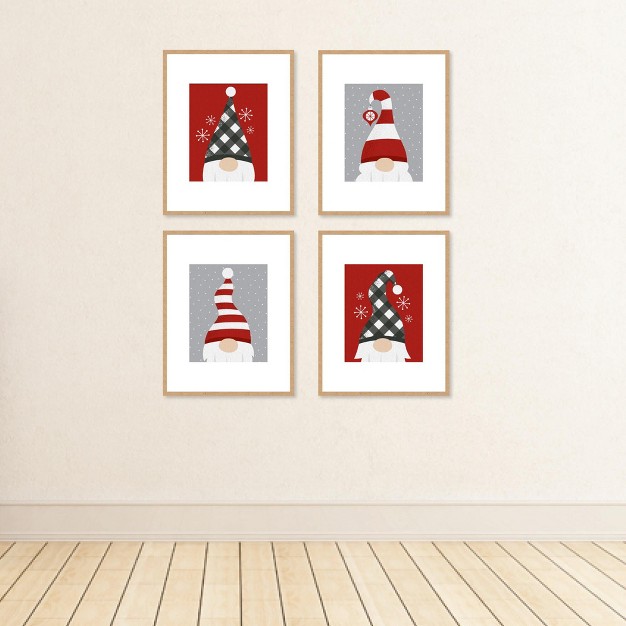 Big Dot Of Happiness Christmas Gnomes Unframed Holiday Linen Paper Wall Art Set Of 4 Artisms 8 X 10 Inches