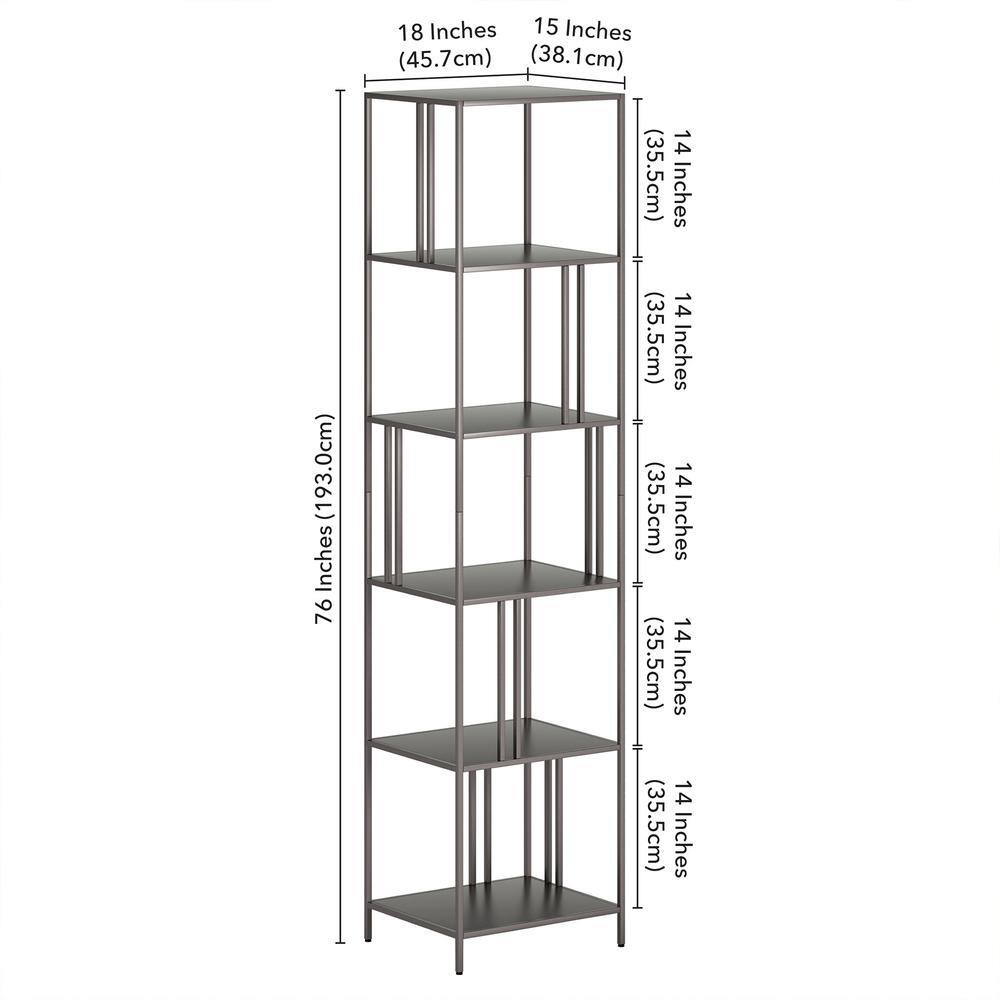 MeyerCross Ernest 76 in. Gunmetal Gray 5-Shelf Standard Bookcase BK0996