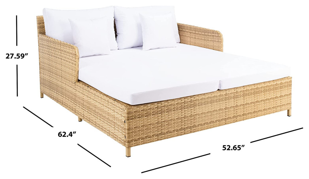 Unique Outdoor Daybed  Wicker Frame With Comfortable Cushions   Tropical   Outdoor Chaise Lounges   by Decor Love  Houzz