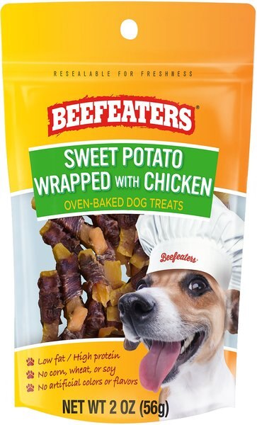 Beefeaters Sweet Potato Wrap Chicken Soft and Chewy Dog Treat， 2-oz bag， case of 12