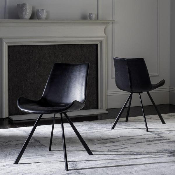 Emelda Midcentury Modern Dining Chair Set of 2 Black / Black   Midcentury   Dining Chairs   by Virgil Stanis Design  Houzz