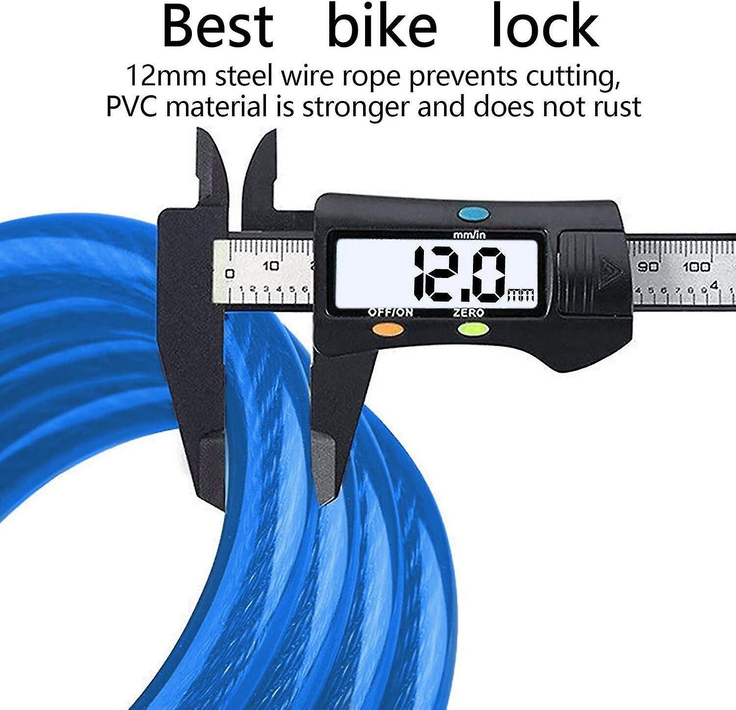 Bike Lock， Bike Lock Long 120cm X 12mm， Cable Lock For Bike， Scooter， Motorcycle， Bike Carrier With 5 Digit Smart Code And Stroller Bike， Bike Lock An