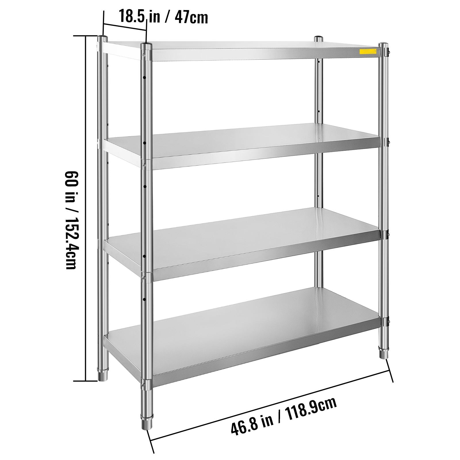 BENTISM 46.8x18.5 inch Stainless Steel Shelf Heavy Duty Shelf 4 Tire Rack Kitchen Shelf Storage