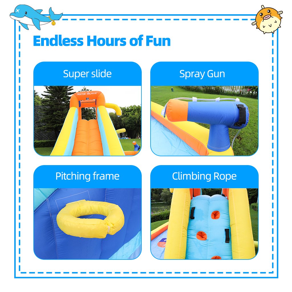 Louisee Inflatable Water Slide Kids Bounce House with Blower,Water Slides for Kids Backyard