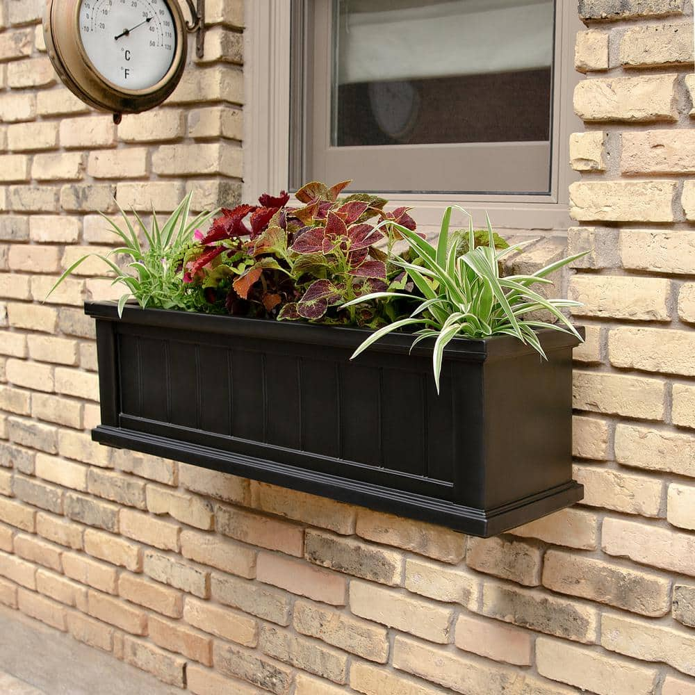 Mayne Cape Cod 36 in. x 11 in. Self-Watering Black Polyethylene Window Box 4840-B