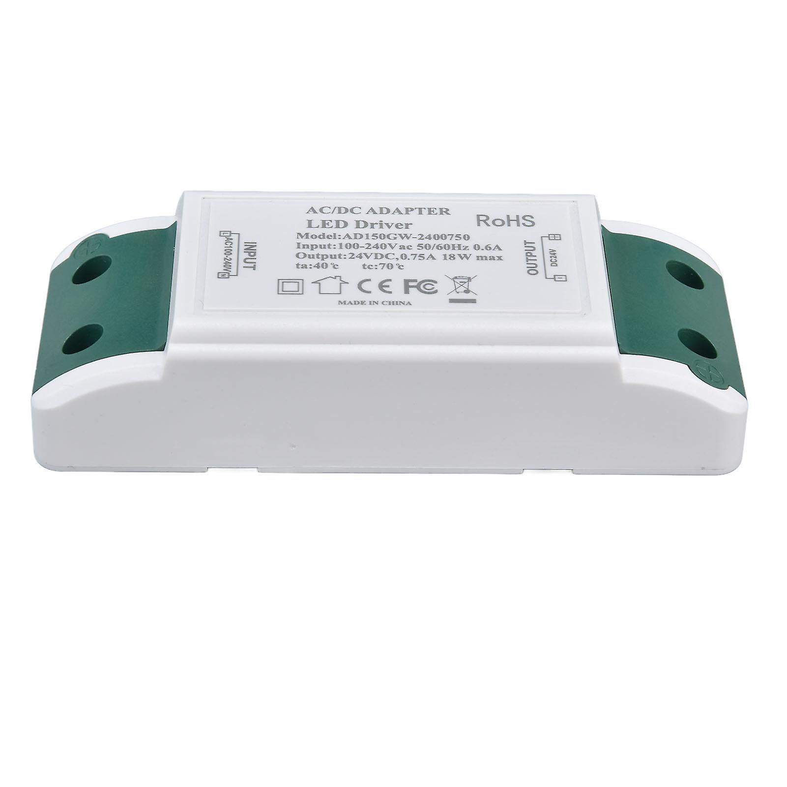 LED Driver 24V DC 0.75A 18W Quiet Operation Constant Current 24V Transformer for LED Strip Lights AC100‑240V