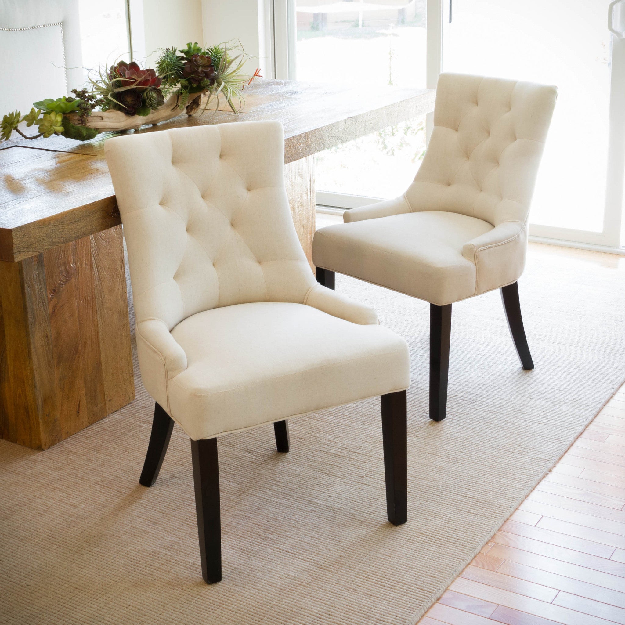 Stacy Tufted Fabric Dining Chairs (Set of 2)